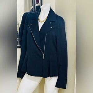 torrid Black Peplum Moto Blazer with Asymmetrical Zip